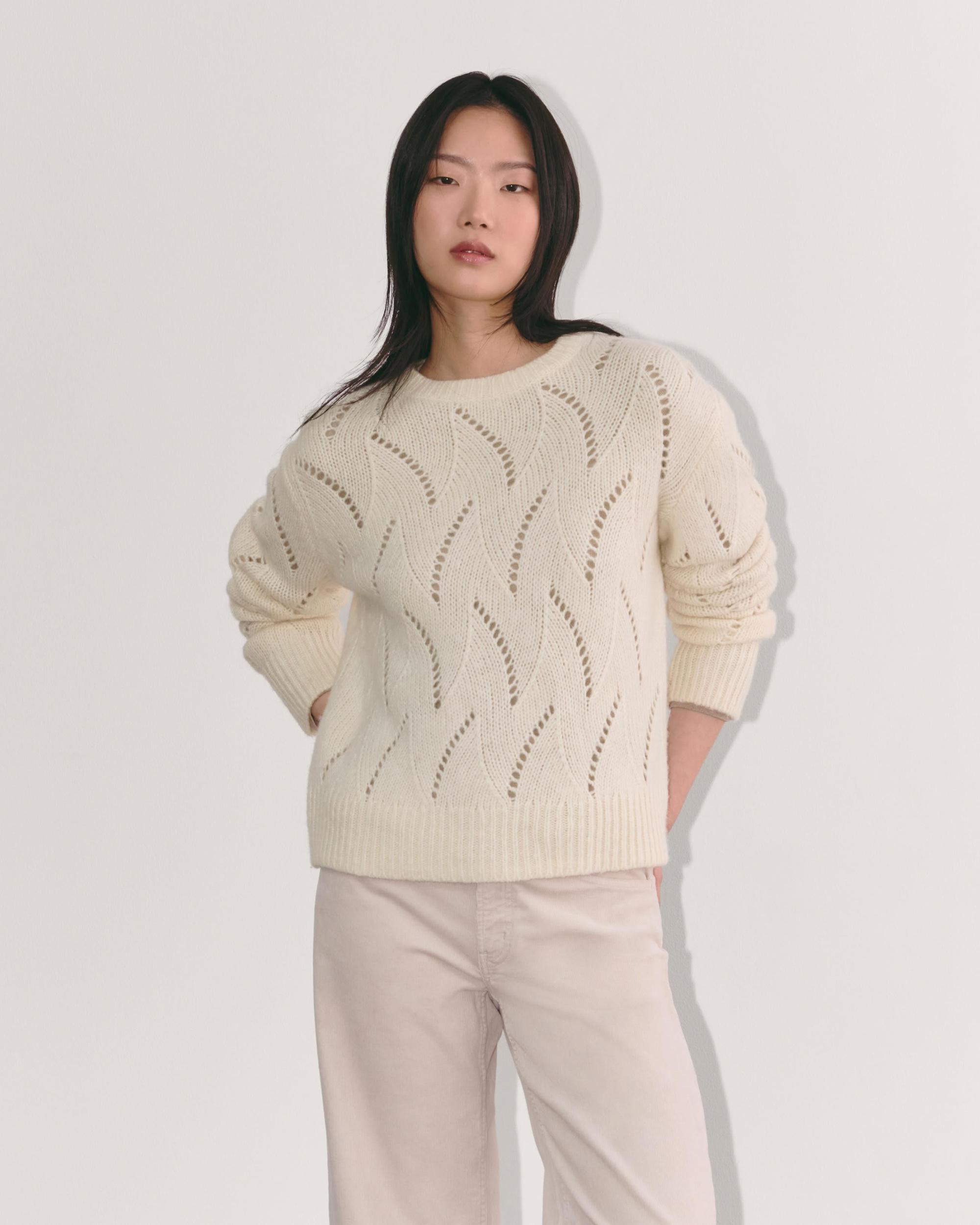 The Pointelle Sweater in Cloud Product Image