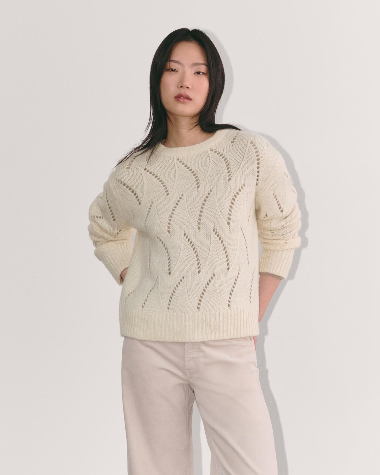 The Pointelle Sweater in Cloud Product Image
