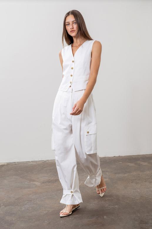 FINAL SALE Bianca Cargo Pants | White Product Image