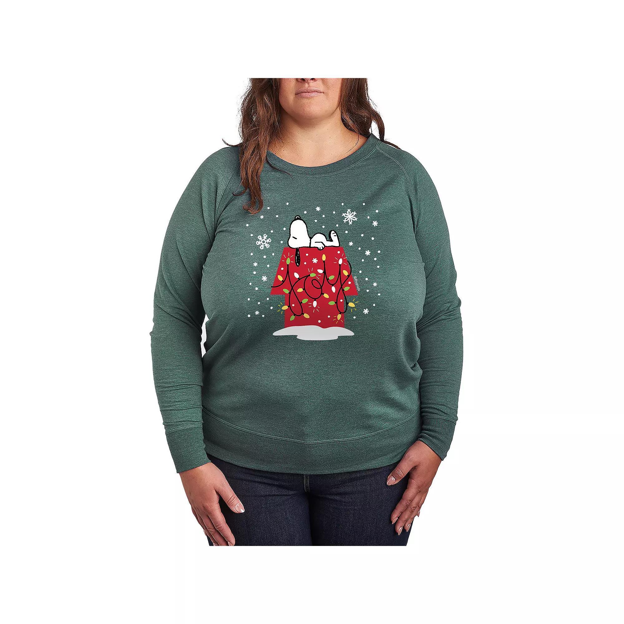 Plus Size Peanuts Snoopy Joy French Terry Long Sleeve Tee, Women's, Size: 4XL, Grey Indigo Product Image