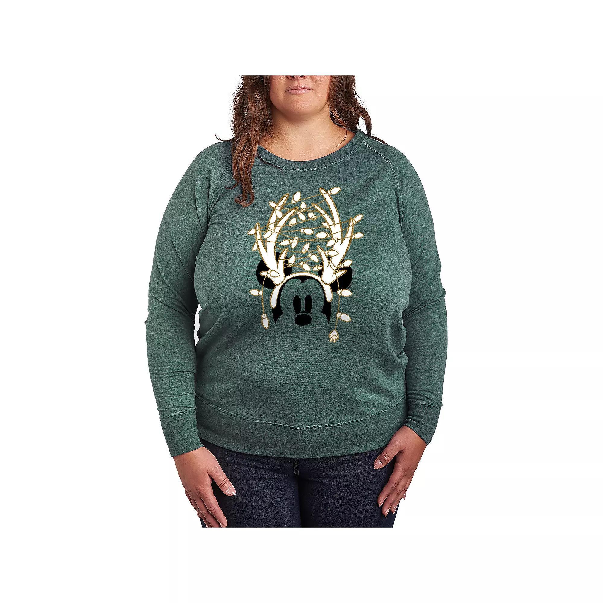 Plus Size Peanuts Snoopy Dancing French Terry Long Sleeve Tee, Womens Grey Dark Red Product Image