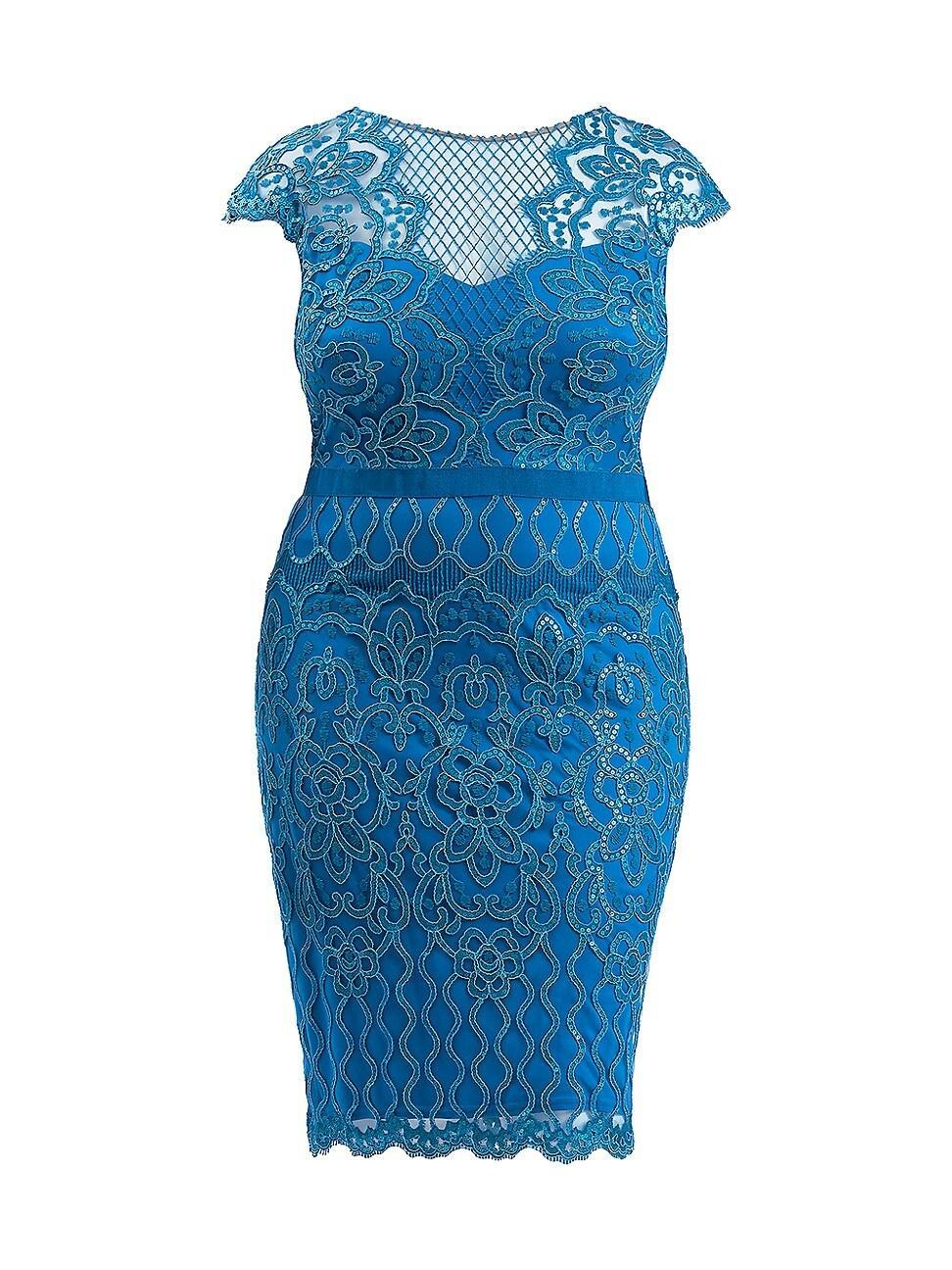 Womens Plus Sequined Lace Cocktail Dress Product Image