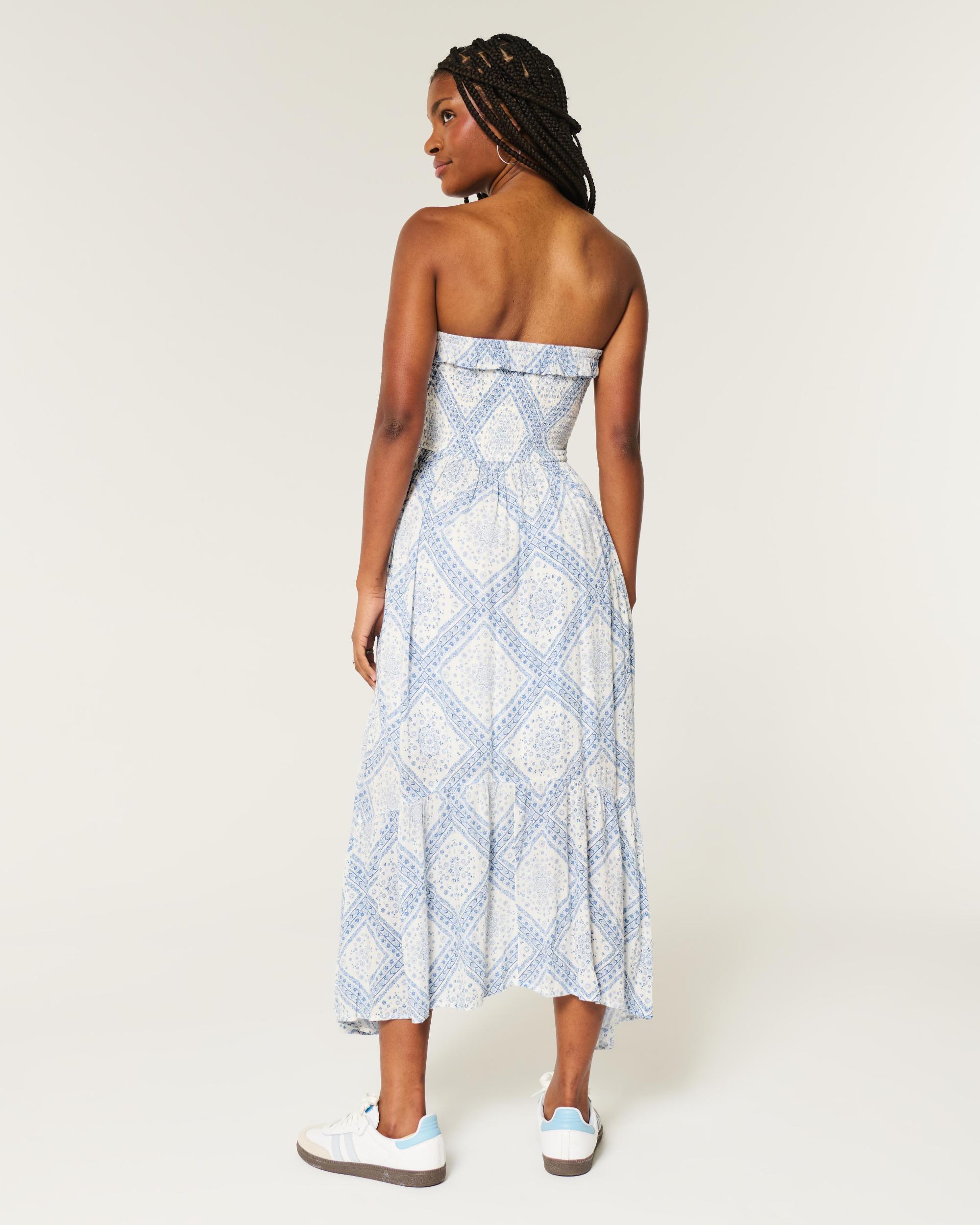 Strapless Asymmetrical Hem Maxi Dress Product Image