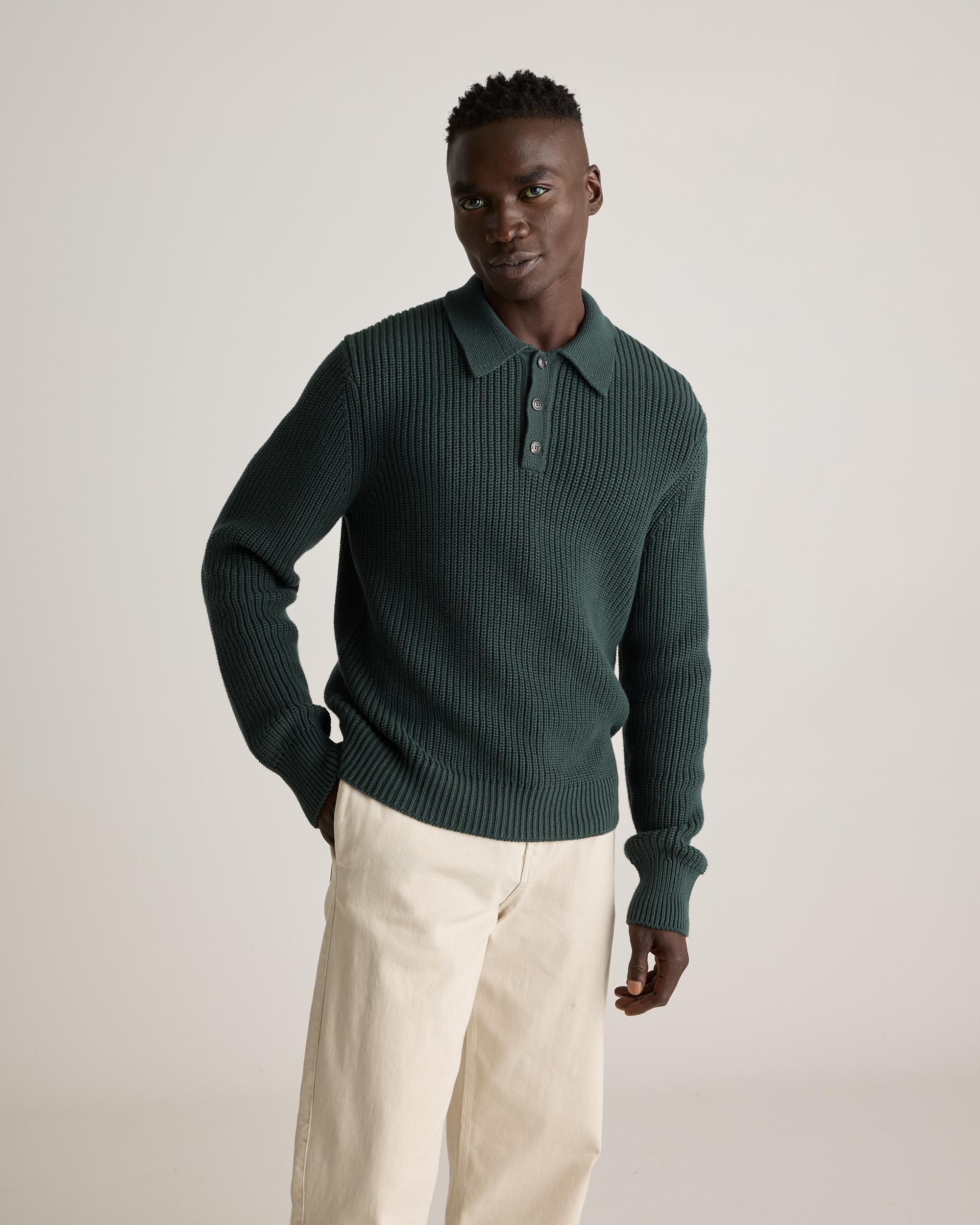 Quince | Men's Fisherman Polo Sweater Organic Cotton Product Image