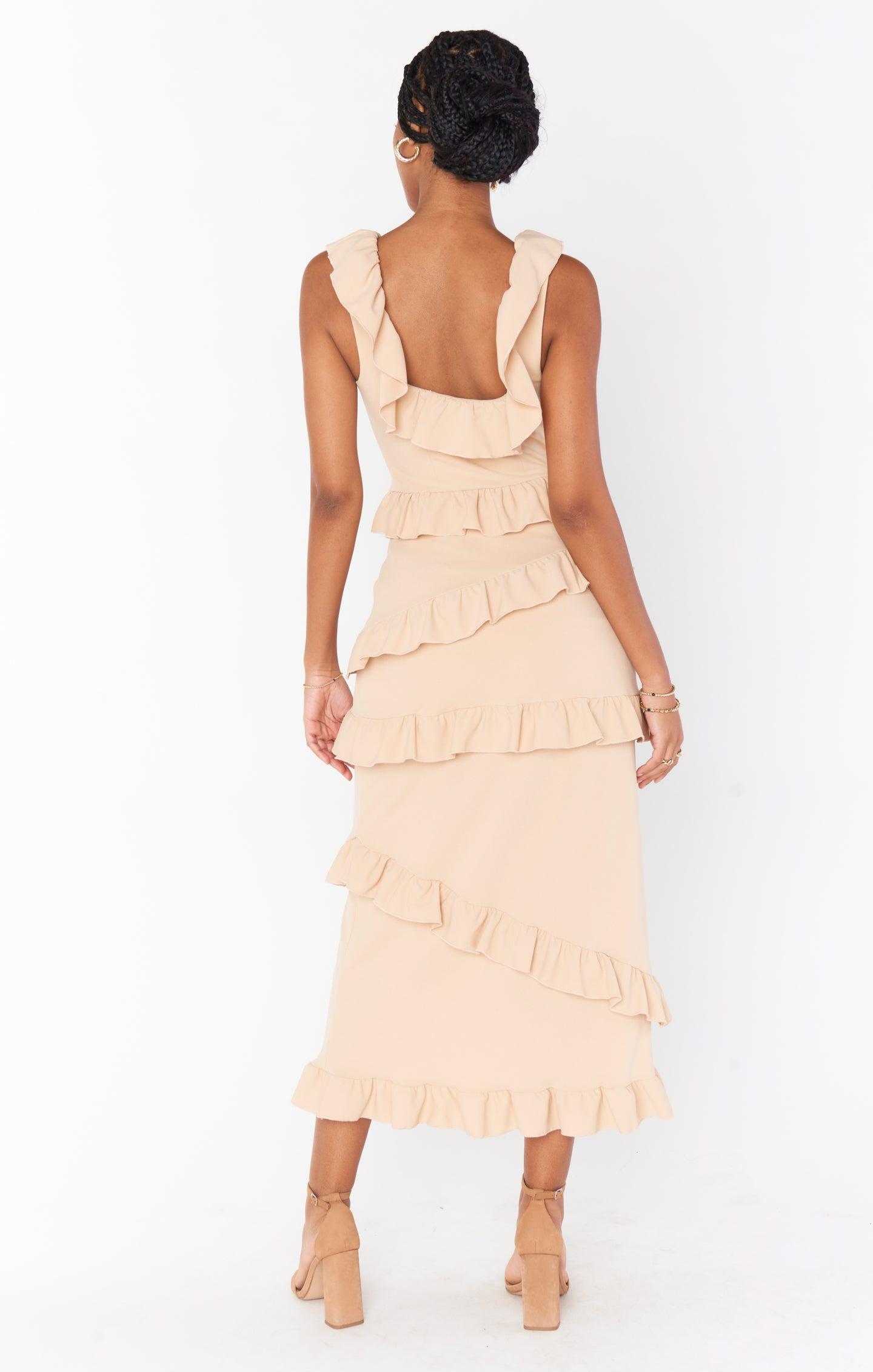 Greta Dress ~ Champagne Stretch Product Image
