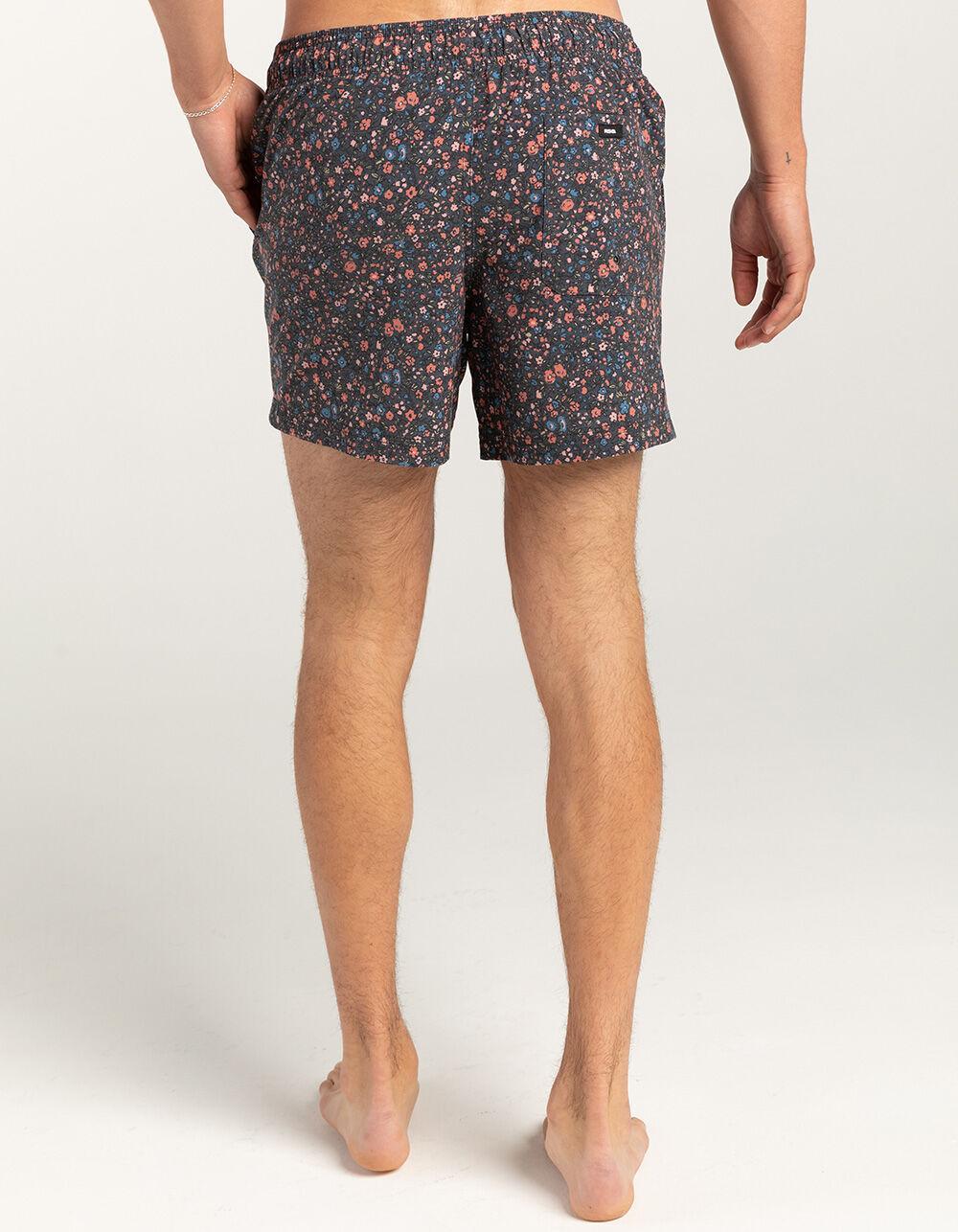 RSQ Mens Ditsy Floral 5" Swim Shorts - BLACK COMBO Product Image
