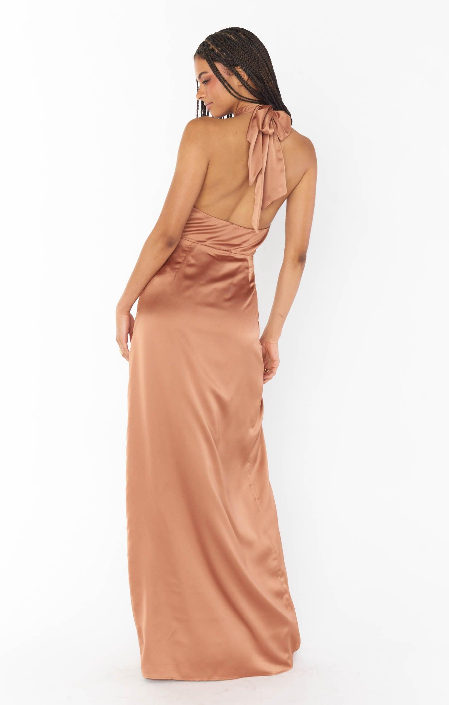 Adele Halter Maxi Dress ~ Copper Luxe Satin Product Image
