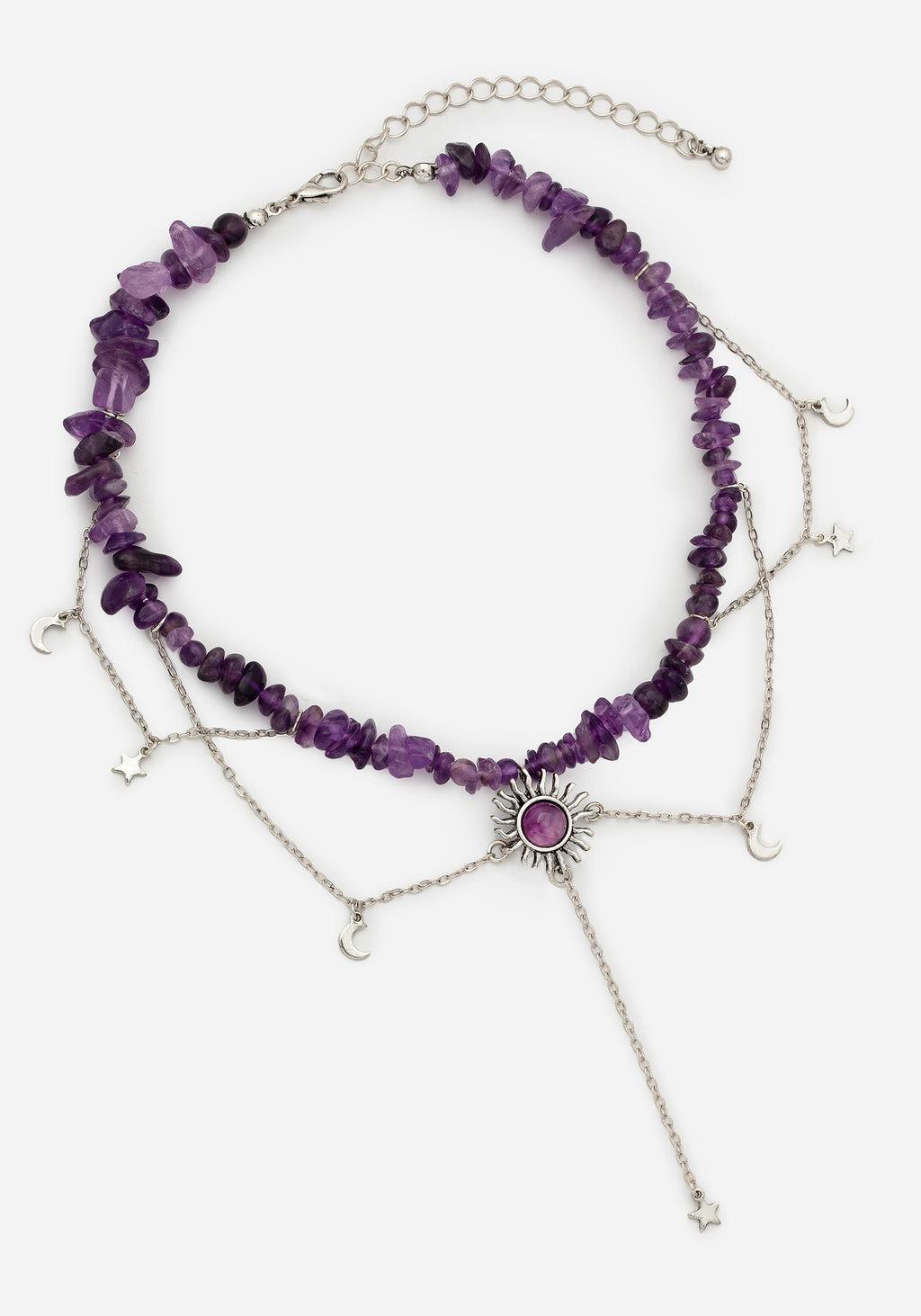 Aurora Gem Choker Necklace - Purple Product Image