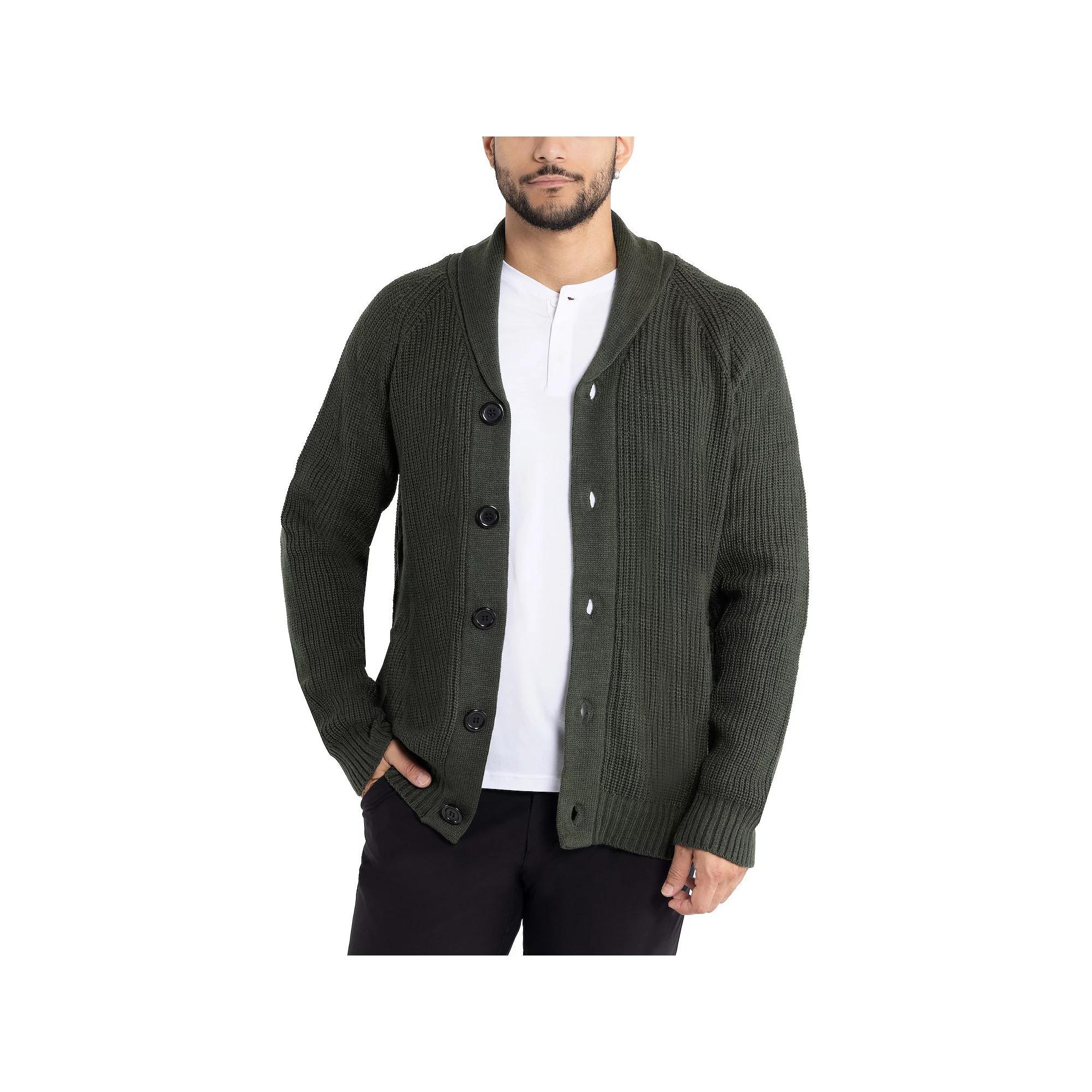 Men's Xray Shawl-Collar Knitted Cardigan Sweater, Size: Medium, Red Product Image