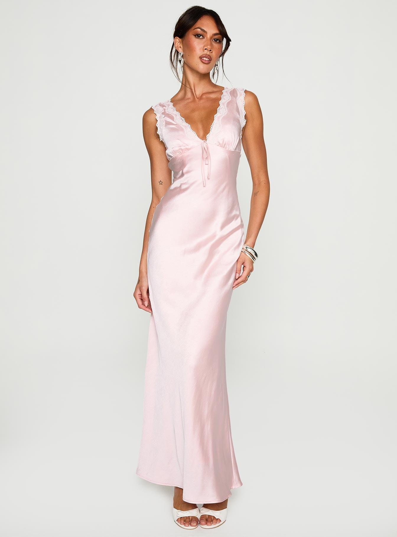 Liliya Lace Maxi Dress Pink Product Image
