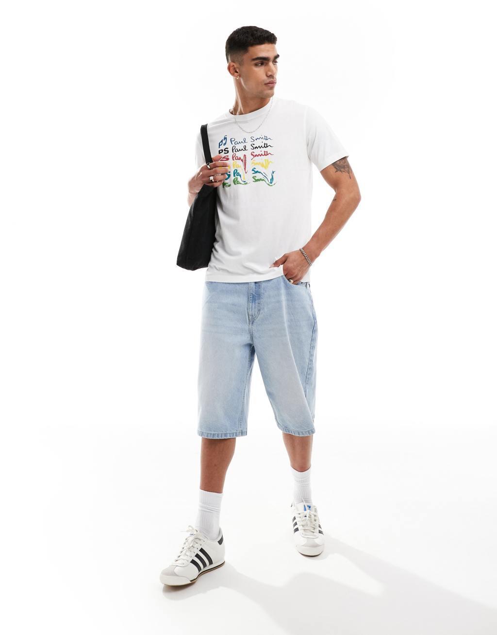 PS Paul Smith T-shirt with rainbow logo print in white Product Image