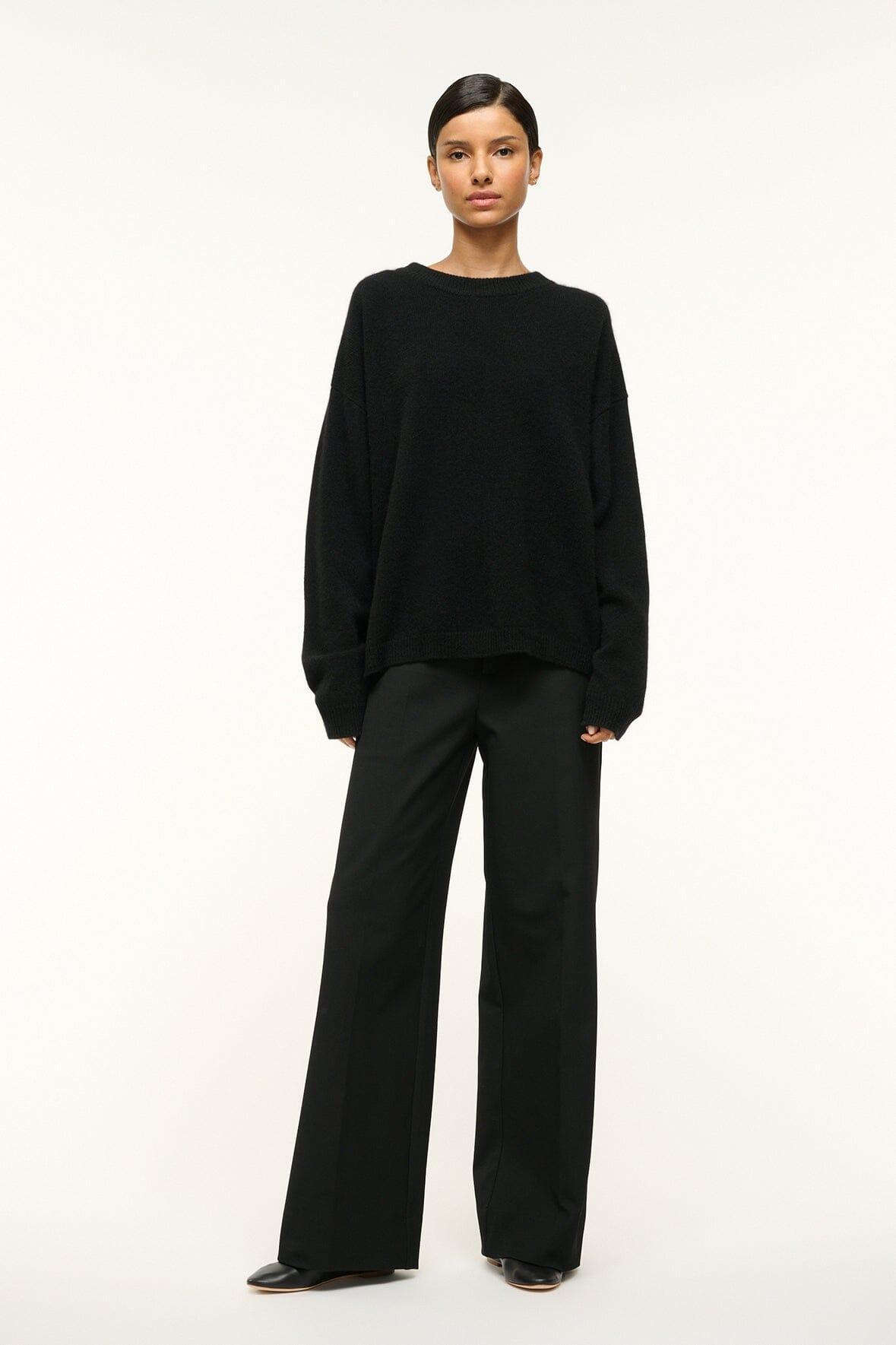 SERRANO CASHMERE RELAXED CREW | BLACK Product Image