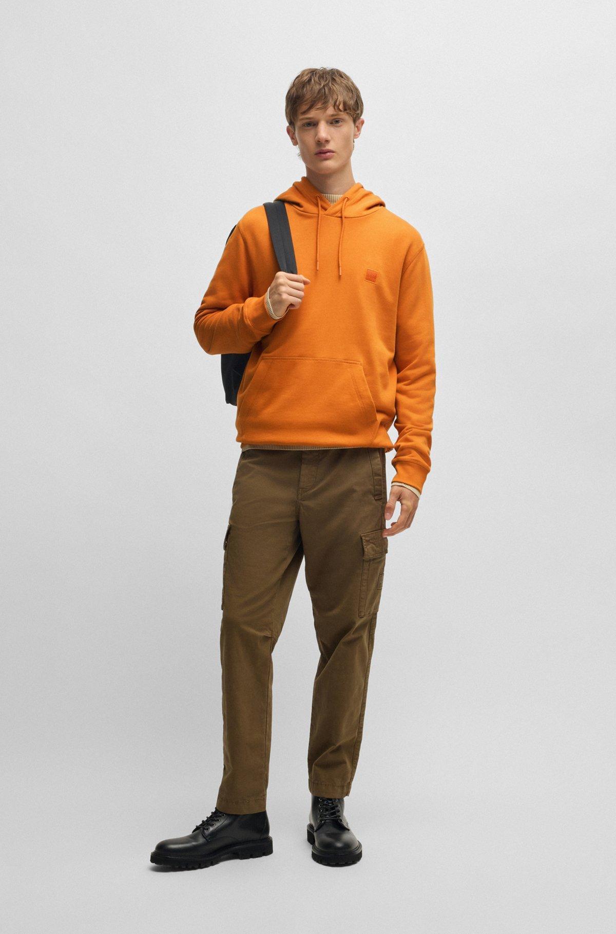 Cotton-terry hoodie with logo patch Product Image