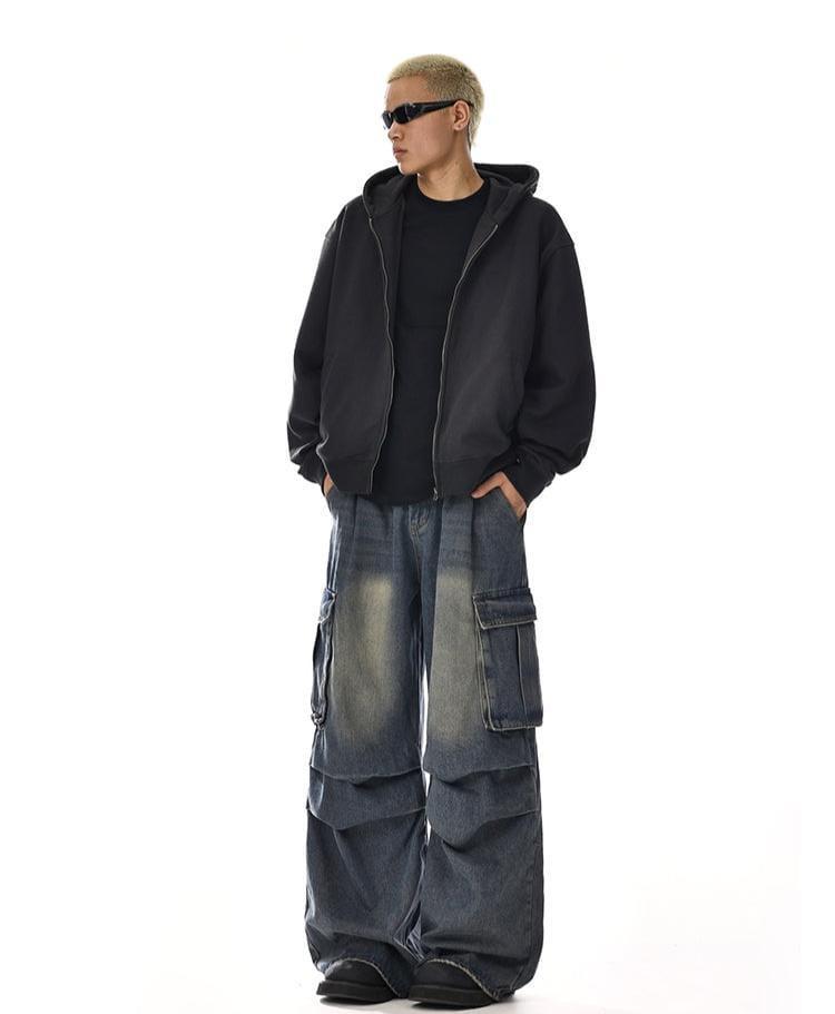 RT No. 12049 BLUE BAGGY STRAIGHT DENIM JEANS Product Image