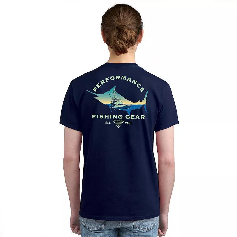 Mens Columbia PFG Short Sleeve Graphic Tee Blue Boat Product Image