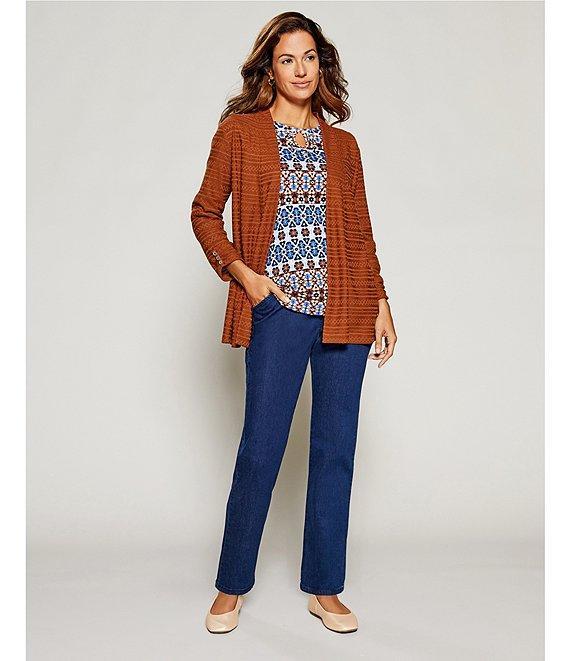Allison Daley Straight Leg Stretch Denim Elastic Waist Pull-On Pants Product Image
