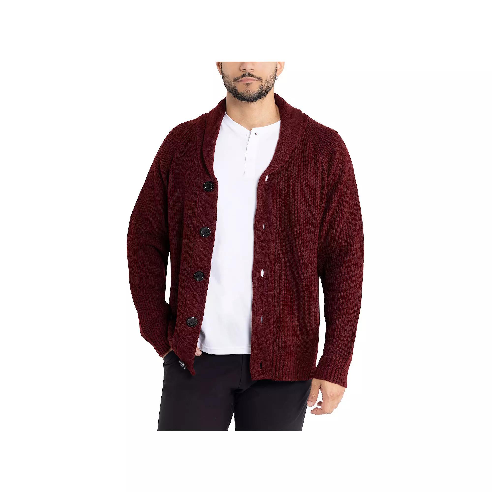 Men's Xray Shawl-Collar Knitted Cardigan Sweater, Size: Medium, Red Product Image