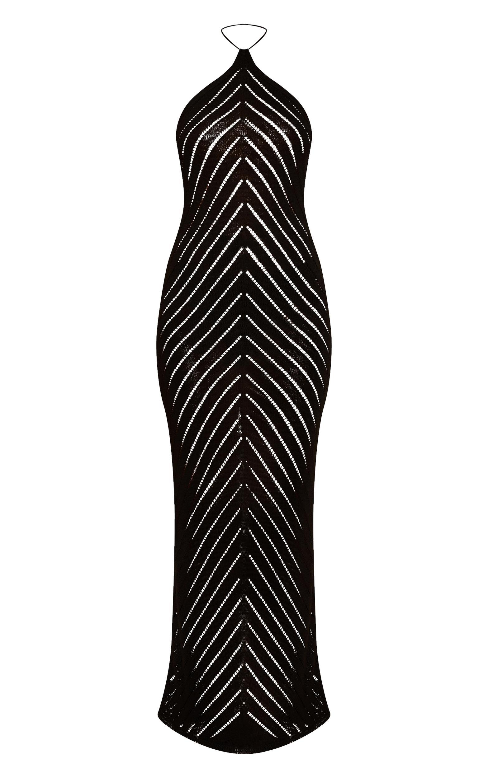 Black Chevron Knitted Maxi Dress Product Image