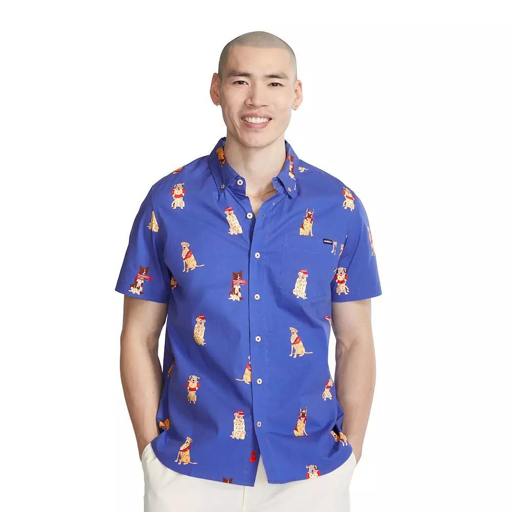 Men's Chubbies Short Sleeve Button Down Shirt, Size: Medium, Royal Blue Product Image