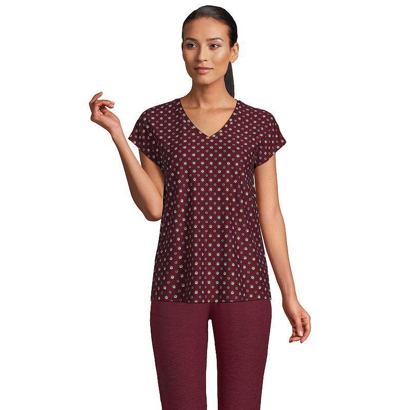 Womens Lands End Short Sleeve Performance Tee Red Geo Product Image