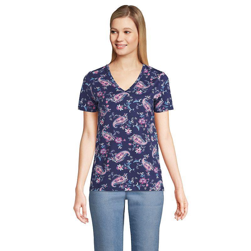 Womens Lands End Relaxed-Fit Supima Cotton V-Neck Tee Product Image