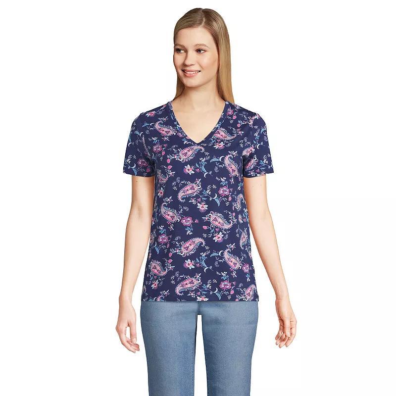 Womens Lands End Relaxed-Fit Supima Cotton V-Neck Tee Product Image