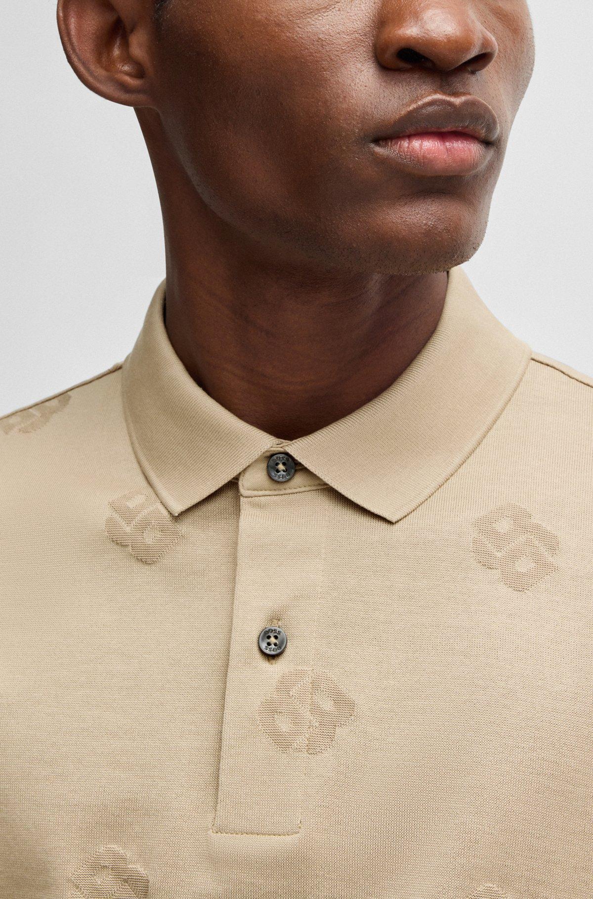 Mercerized-cotton polo shirt with Double B monograms Product Image