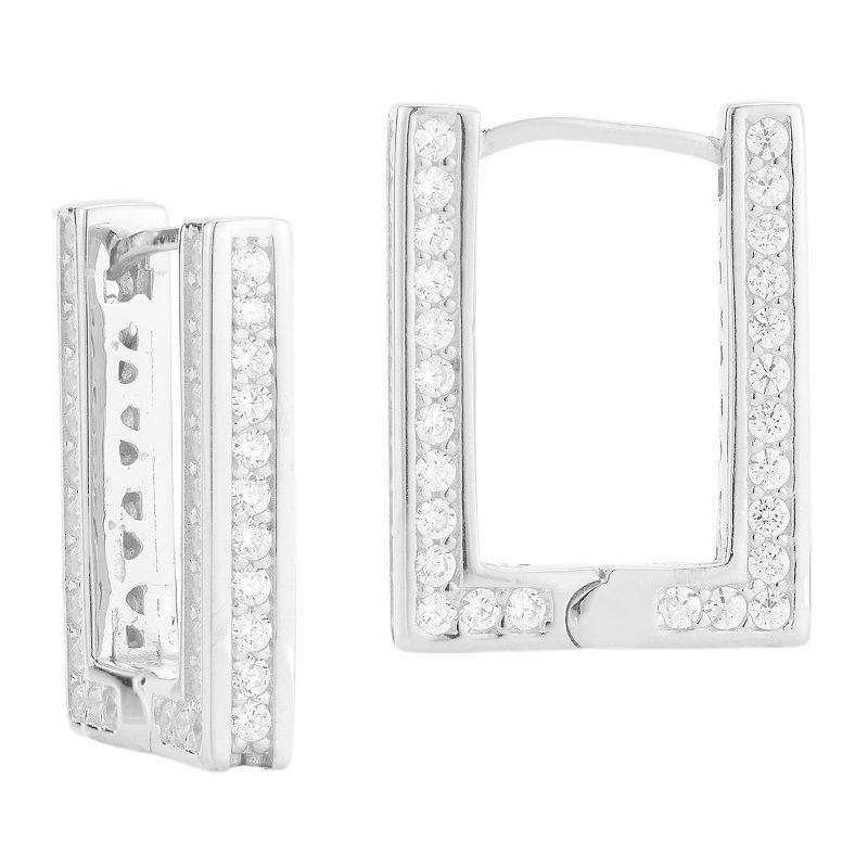 Sunkissed Sterling Cubic Zirconia Small Rectangular Hoop Earrings, Women's, Gold Tone Product Image