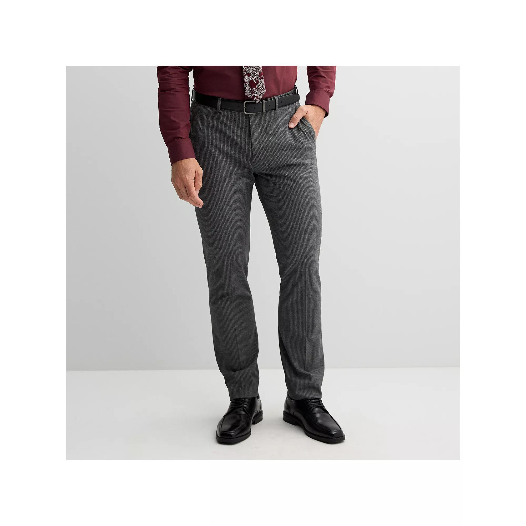 Men's Apt. 9® Premier Flex Performance Extra-Slim Washable Suit Pants, Size: 34 X 32, Gray Pinstripe Product Image