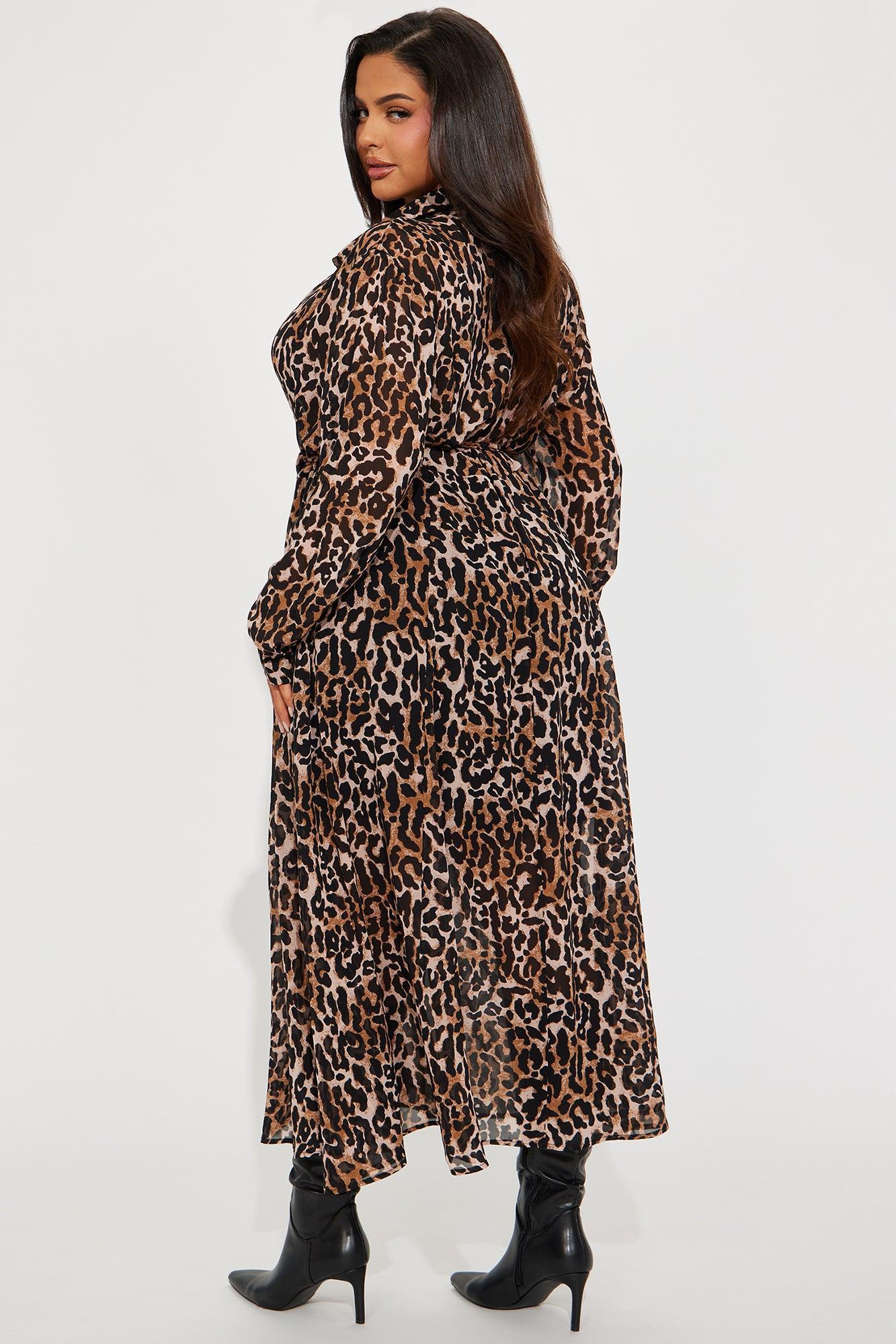 Zara Chiffon Midi Shirt Dress - Leopard Product Image
