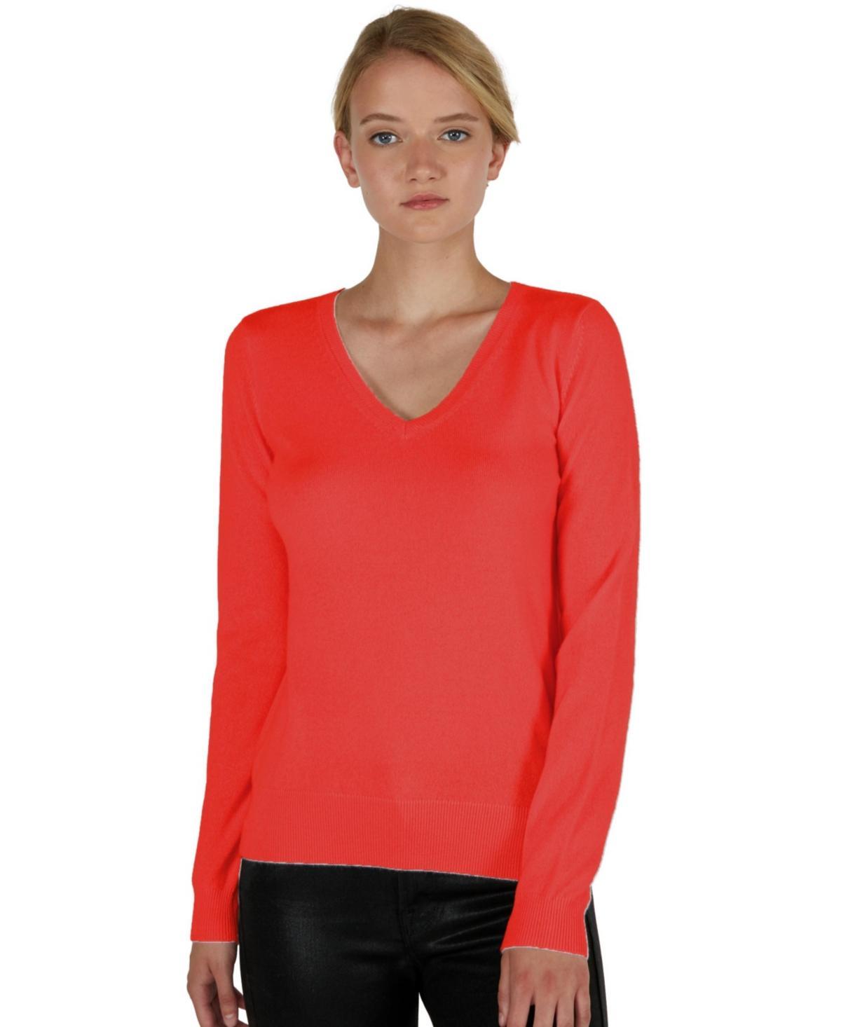 Jennie Liu Womens 100% Pure Cashmere Long Sleeve Pullover V Neck Sweater (8160, Lime, Large ) Product Image