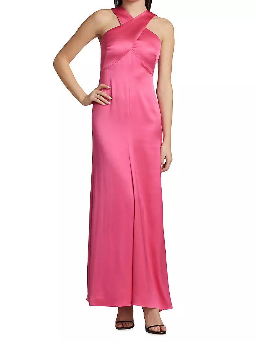 Cross Front Silk Satin Gown Product Image