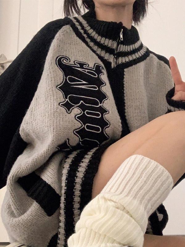 Vintage Mock Neck Zipper Cardigan Product Image