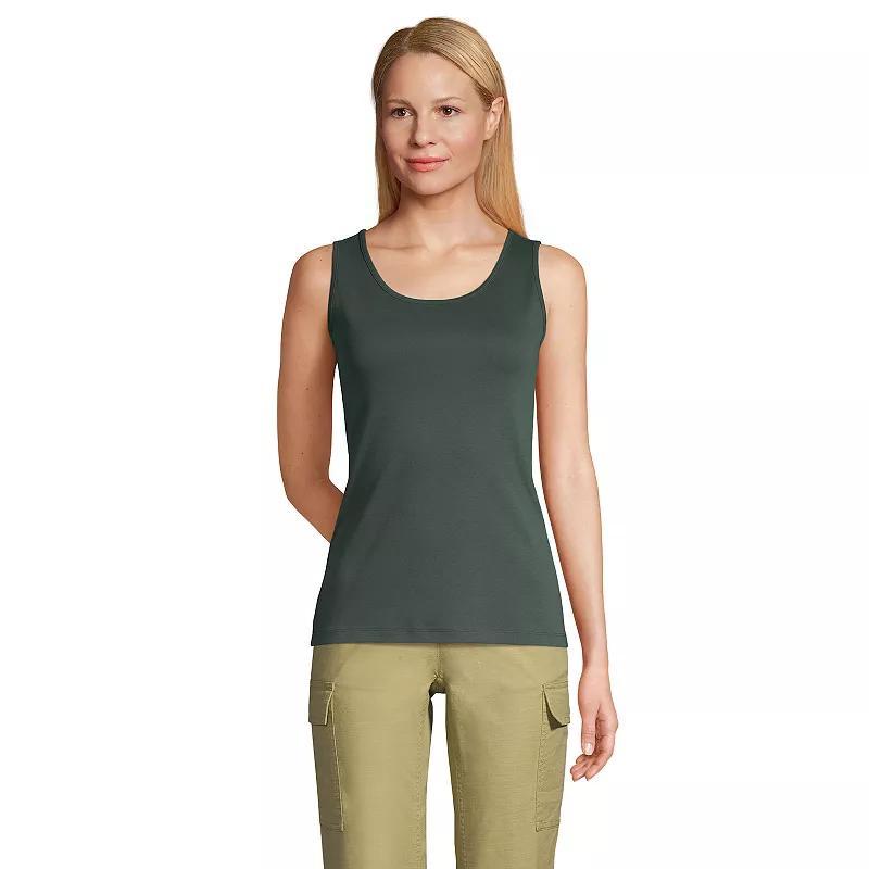 Women's Lands' End Cotton Tank Top, Size: XS, Green Graphic Floral Product Image