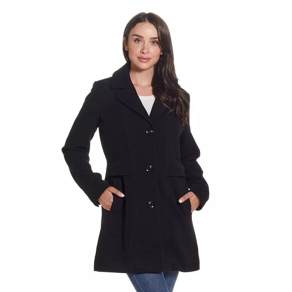 Women's Gallery Wool-Blend Walker Coat, Size: Large, Black Product Image