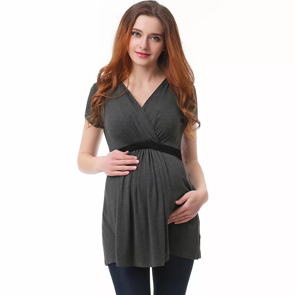 Maternity Pokkori Faux-Wrap Nursing Top, Women's, Size: XL-Mat, Dark Grey Gray Product Image