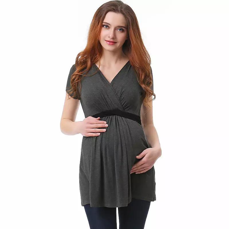 Maternity Pokkori Faux-Wrap Nursing Top, Women's, Size: Large-Mat, Black Product Image