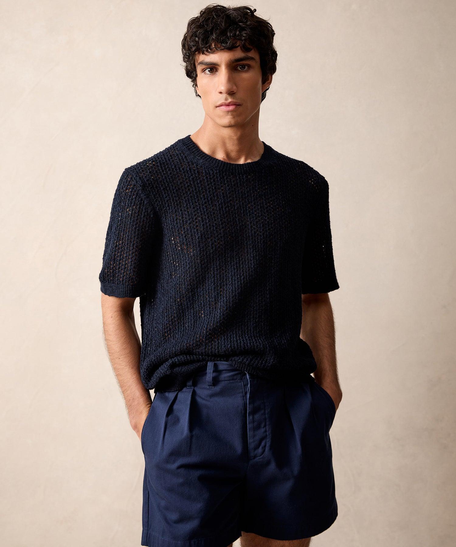 Mesh Slub Tee in Navy Product Image
