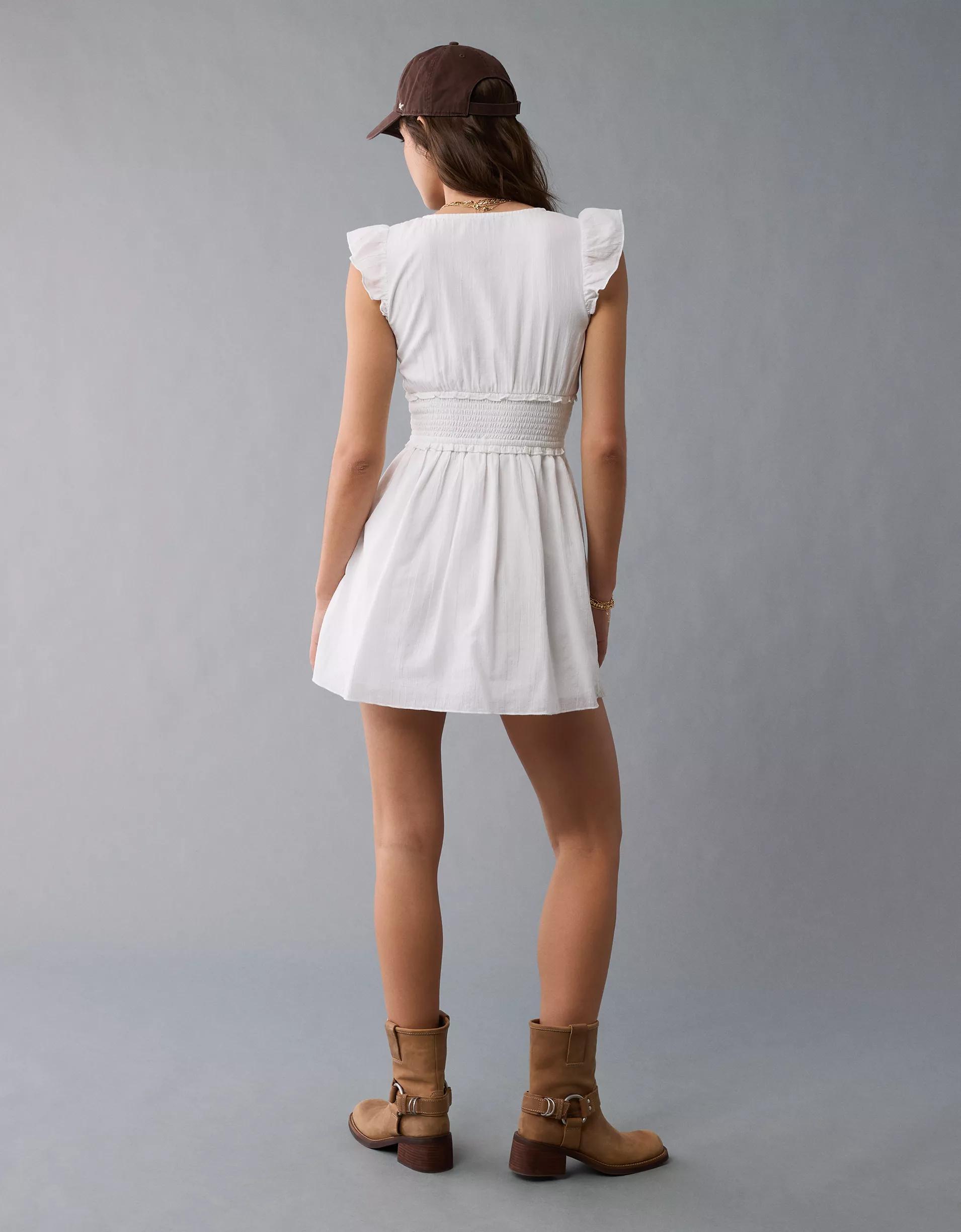 AE Smocked Flutter Sleeve Mini Dress Product Image