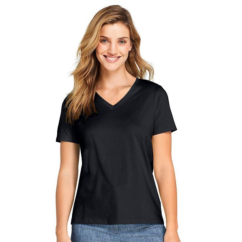 Womens Lands End Relaxed-Fit Supima Cotton V-Neck Tee Product Image