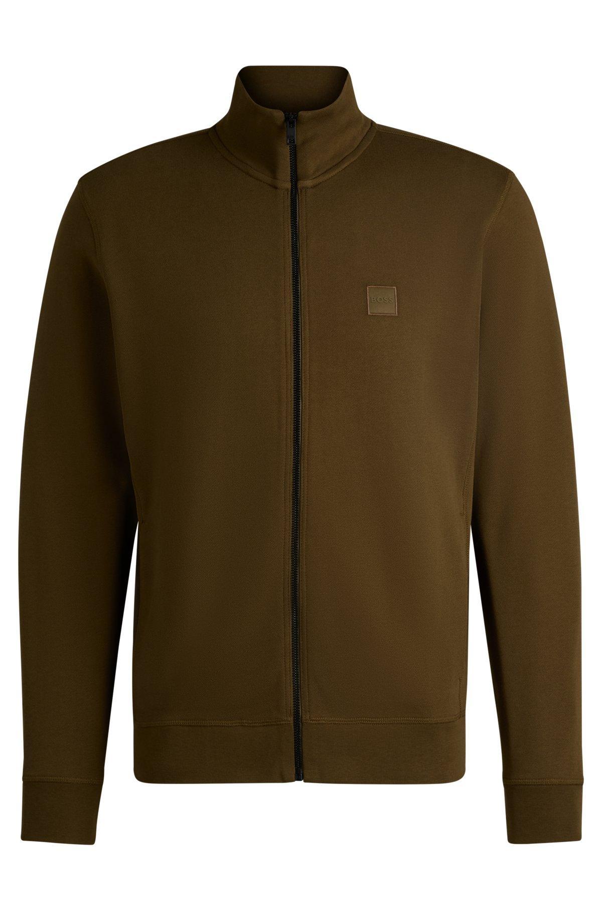 Zip-up jacket in cotton terry with logo badge Product Image