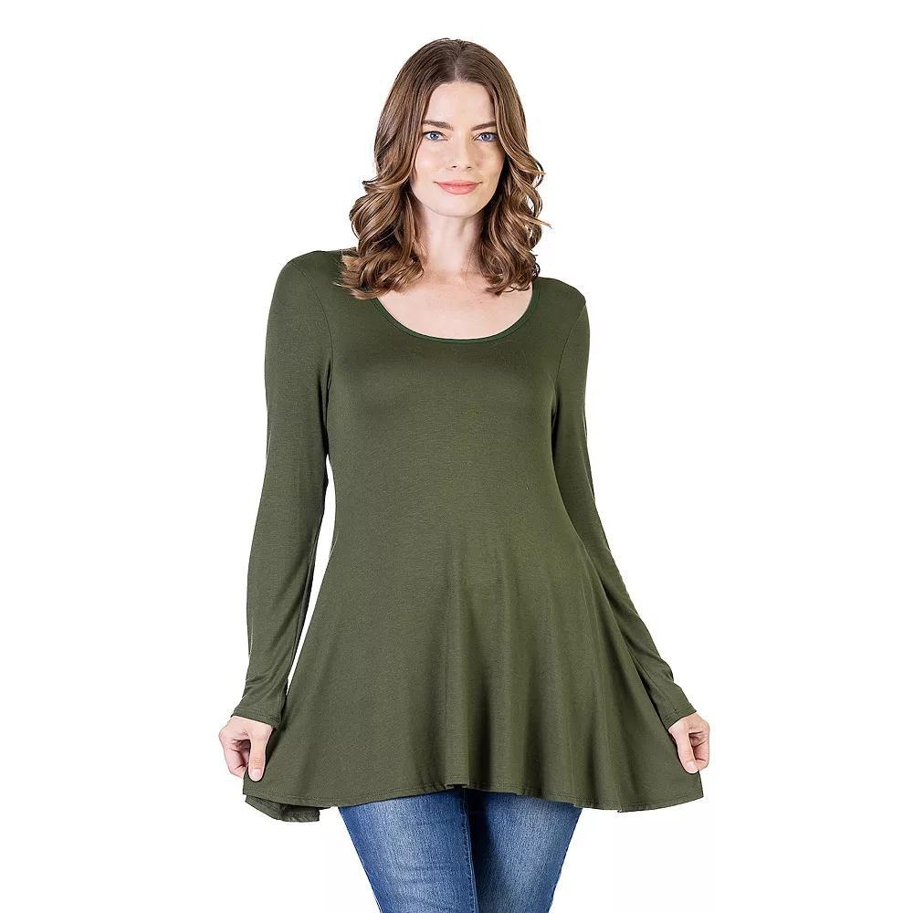 Womens 24Seven Comfort Apparel Swing Style Flared Tunic Top Purple Product Image