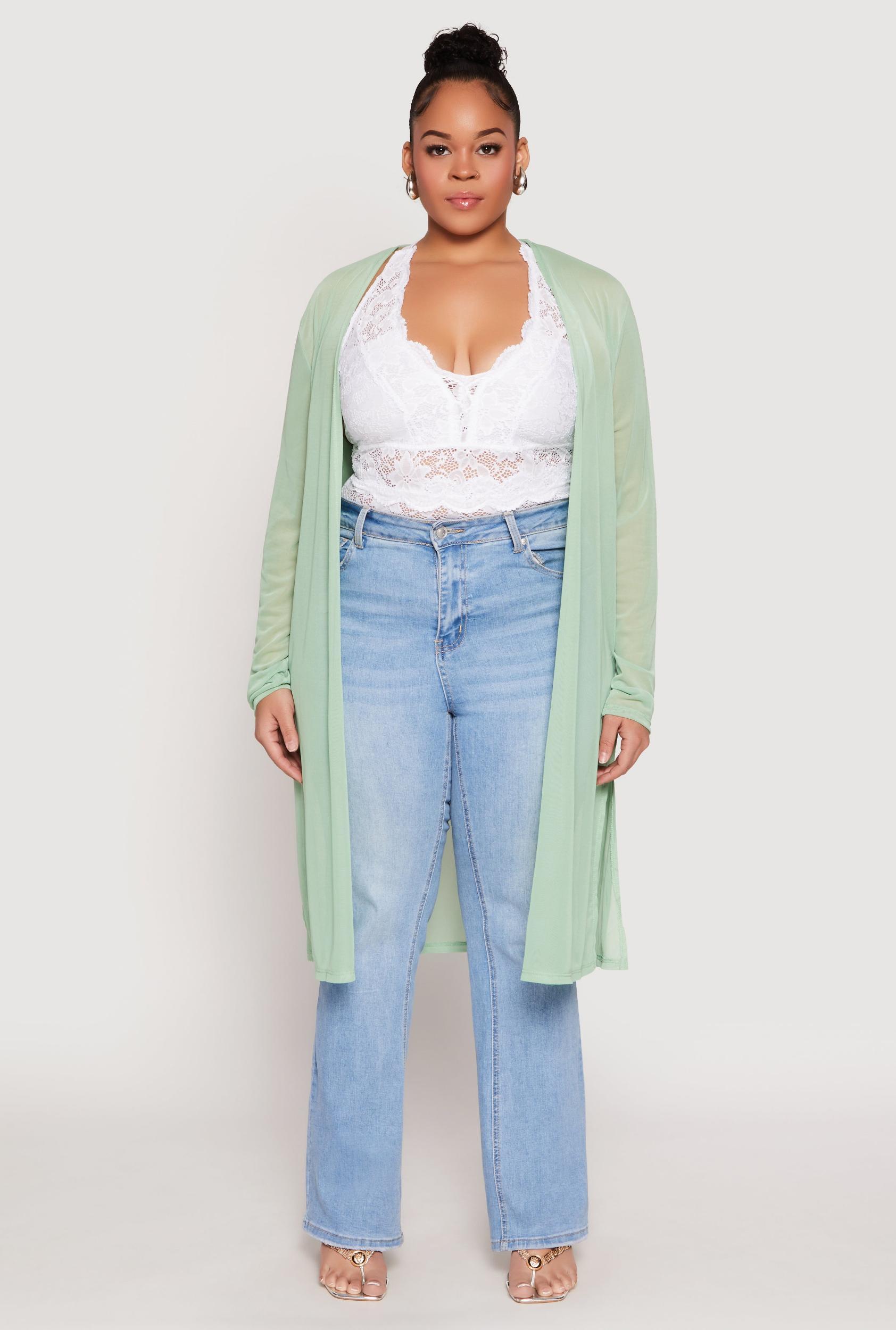 Womens Plus Size Mesh Duster Product Image