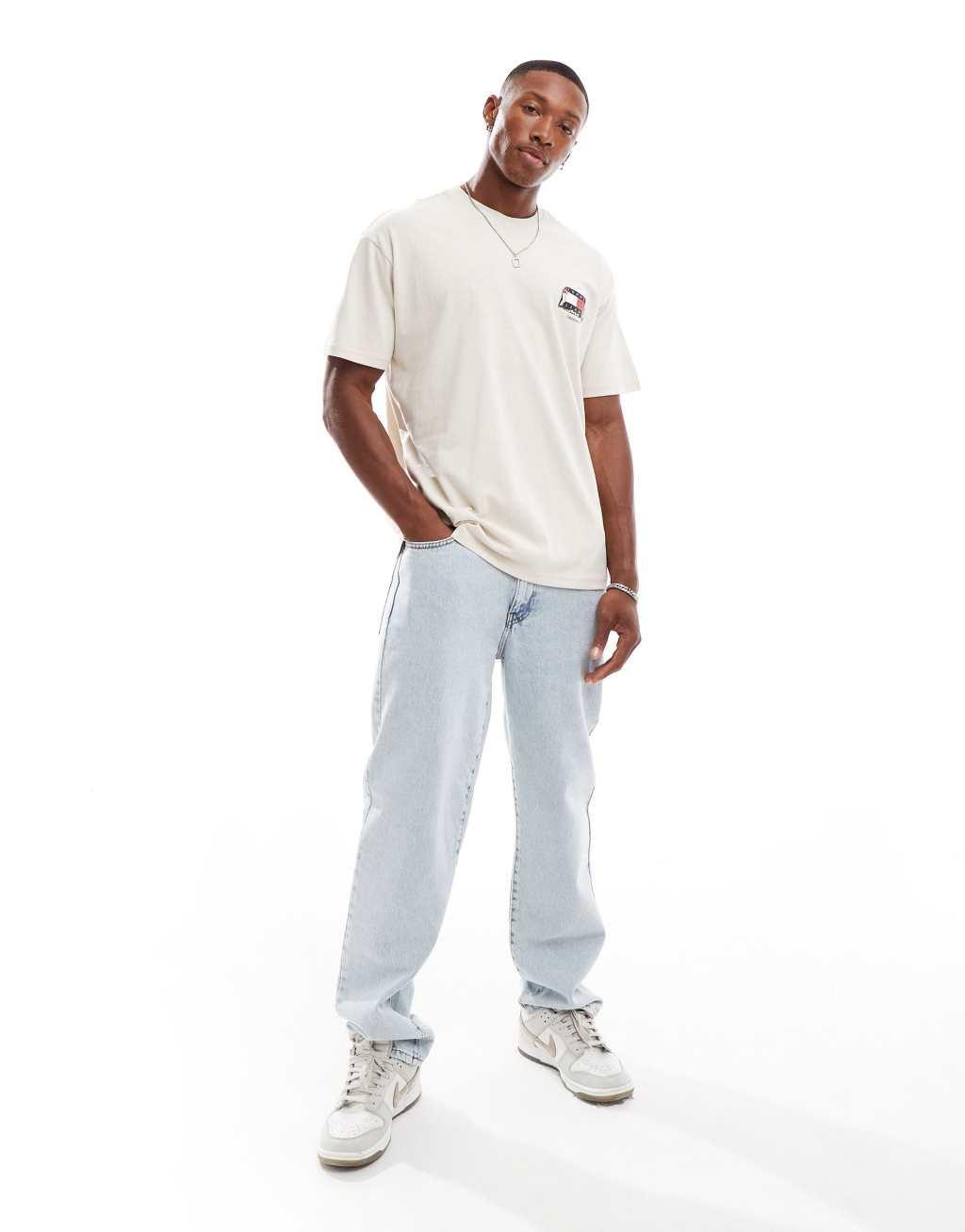 Tommy Jeans backprint graphic T-shirt in off white Product Image
