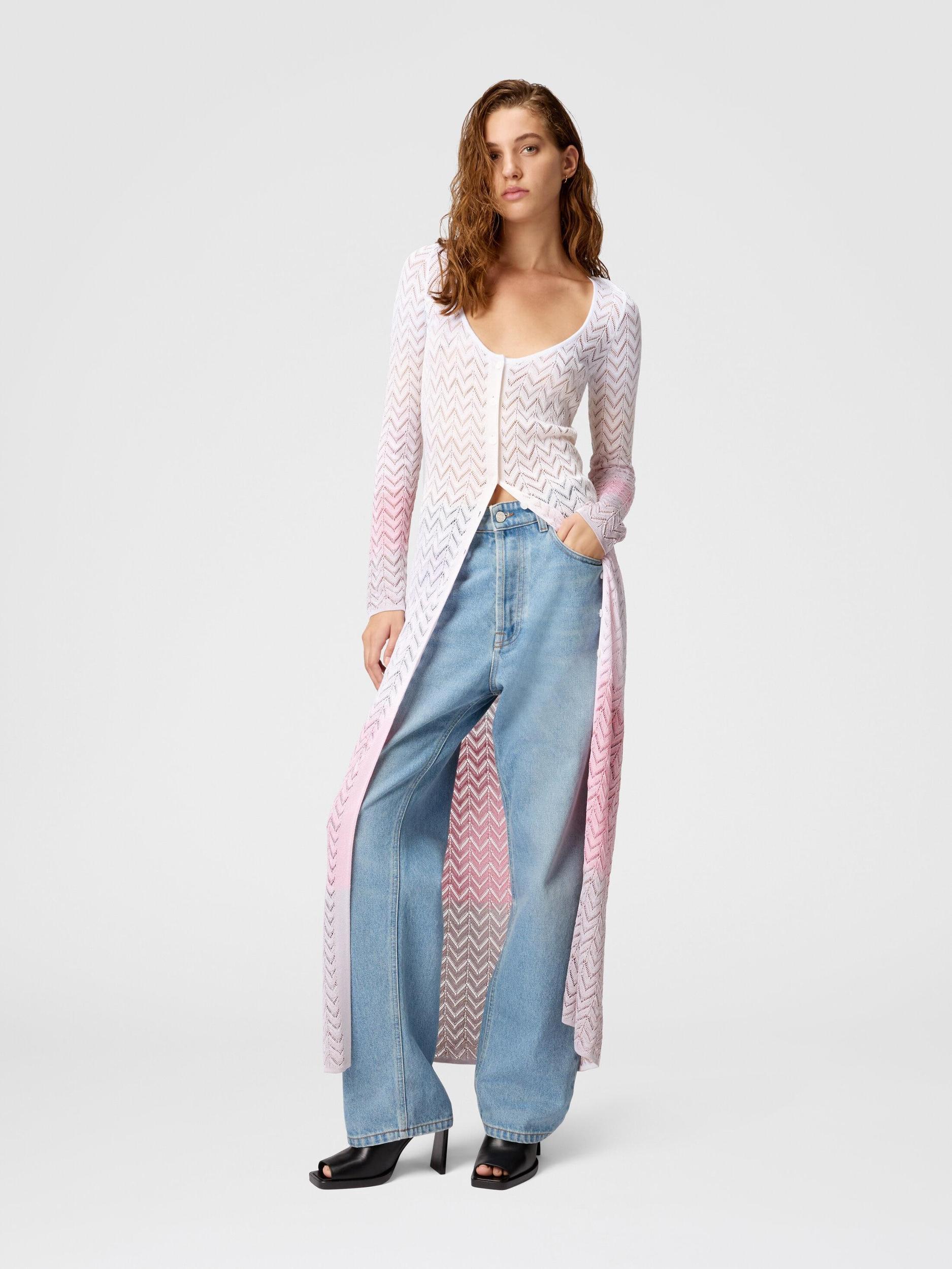 Long cardigan in gradient chevron viscose Product Image