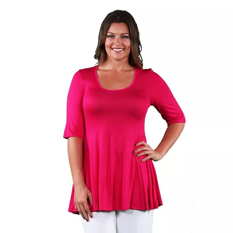 Plus Size 24Seven Comfort Apparel Elbow Swing Tunic Top, Womens Green Product Image