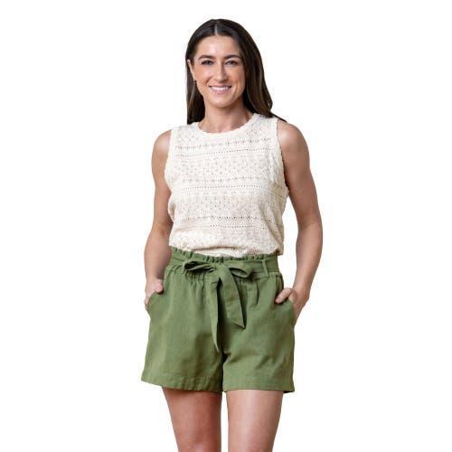 Hope & Henry Womens' Cinched Waist Short in Olive Light Linen at Nordstrom, Size 14 Product Image