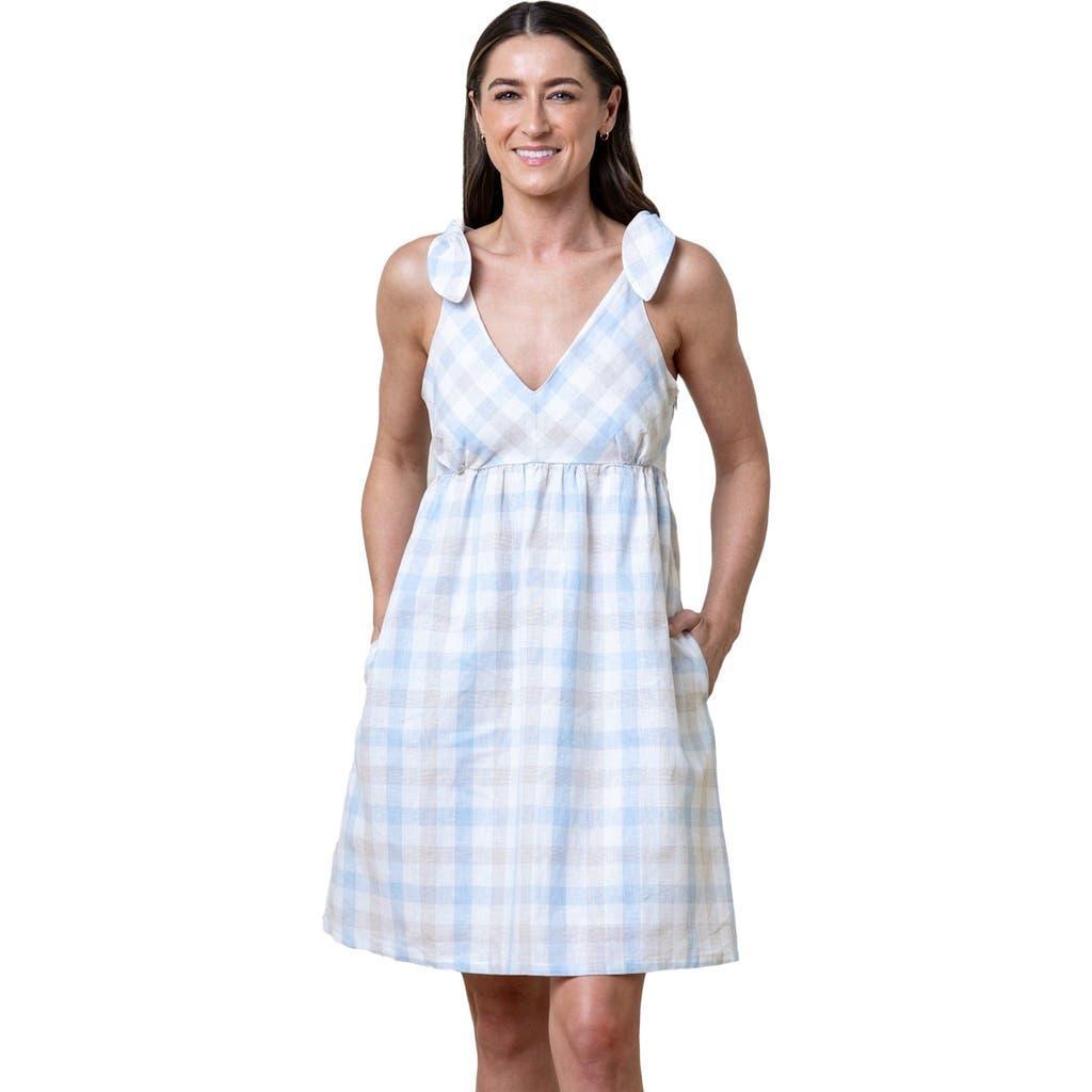Hope & Henry Women's Sleeveless Bow Shoulder Dress in Stone Stripe Linen at Nordstrom, Size 6 Product Image