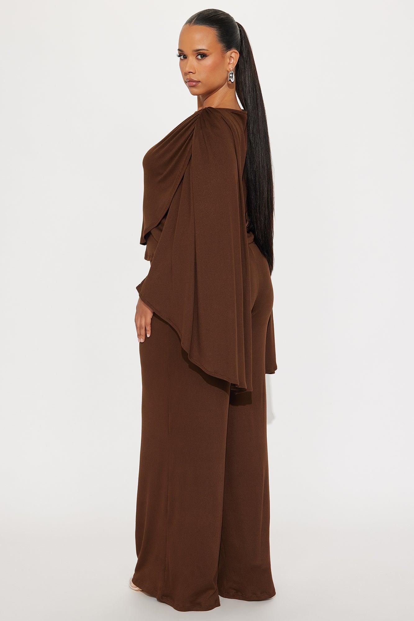 Everly Draped Pant Set - Chocolate Product Image