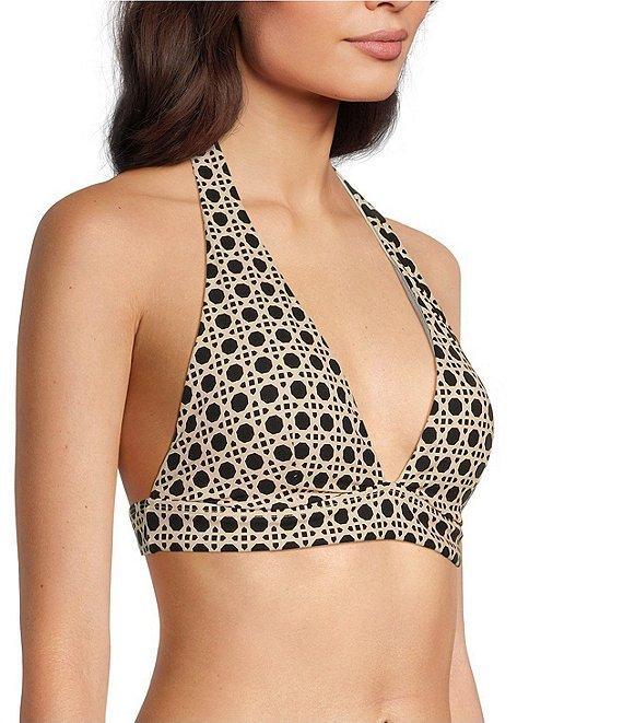Alex Marie Signature Sculpt Geo Lattice Banded Triangle Halter Bralette Swim Top Product Image